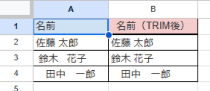 半角空白をTRIM関数で削除